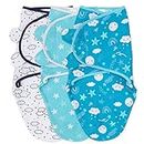 The Peanutshell Baby Swaddle Set for Boys or Girls - Unisex 3 Pack- Cloud & Stars (Medium/Large | 3-6 Months)