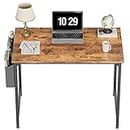 CubiCubi Study Computer Desk 80x50x75cm Home Office Writing Small Desk, Modern Simple Style PC Table, Black Metal Frame, Rustic Brown