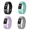 【4 Pack】 Bands for Fitbit Charge 2, Silicone Finess Sport Wristbands Replacement Bands for Fitbit Charge 2 for Women Men Small