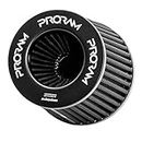 PRORAM Universal 80mm ID Neck Performance High Flow Induction Cone Air Filter, Black