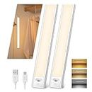 2-Pack Rechargeable Indoor Motion Sensor Lights - 58 LED Wireless Under Cabinet Kitchen Lighting Battery Operated Cupboard Lights for Wardrobe Stairs and Walls - 18 81in（30cm）