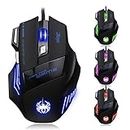 Zelotes 7200 DPI 7 Buttons Professional LED Optical USB Wired Gaming Mouse Mice for Gamer