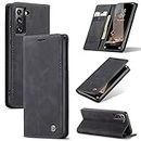 UEEBAI Wallet Case for Samsung Galaxy S21 FE 5G, Premium PU Leather Case Vintage Matte Wallet Flip Cover [Card Slots] [Magnetic Closure] Stand Function Folio Shockproof Full Protection - Black