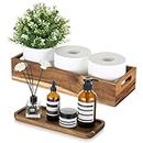 Hanobe Decorative Tray Wooden Bathroom: Set of 2 Wood Bathroom Storage Box with Vanity Display Tray Platter for Kitchen Counter