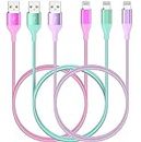 Lightning Durable Cable 10FT iPhone Fast Charger 10ft 3Pack Cute Nylon Braided Apple MFi Certified Charging Cord for iPhone s 14 13 12 11 X SE Pro Max Xr Xs S 8 7 6 5 Plus