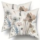 2pcs Flower Throw Pillow Covers, Flowers Pillow Cushion Cases, Modern Decorative Square Pillowcases For Sofa Couch Bedroom Living Room Car, No Pillow Core, 18x18 Inches