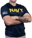 Marineblaues Wicking PT Style Shirt | U.S. Military Marine Sailor Performance Training Infantry Workout T-Shirt, navy, Mittel
