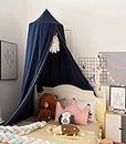 Bed Canopy for Kids, Round Dome Kids Mosquito Net Indoor Outdoor Castle Hanging House Decoration Reading Nook Kids Playing Home Decoration(Dark Blue)