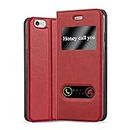 cadorabo Coque pour Apple iPhone 6 / iPhone 6S en Rouge Safran - Housse Protection avec Stand Horizontal et Deux Fenêtres - Portefeuille Etui Poche Folio Case Cover