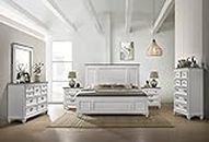 Roundhill Furniture Clelane Wood Bedroom Set with Shiplap Panel Bed, Dresser, Mirror, Two Nightstands, and Chest, King, Weathered White and Walnut