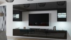 Mobili soggiorno set moderno unità TV intrattenimento armadio da parete nero lucido