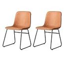 LEVEDE Dining Chairs, Set of 2 Reading Seating, Retro Kitchen Chairs, PU Leather Home Office Furniture for Dining Room, Living Room, Cafe, Meeting Room, Load Up to120kg (Brown)
