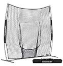 PowerNet 8x8 Practice Net | Huge Baseball Softball Hitting Pitching Net | Great for Teams | Hitting Pitching Batting Fielding Portable Backstop | Non-Tip Weighted Base (Black)