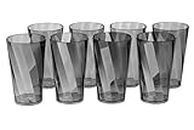 Nexium Twisted Pattern Plastic Water Glasses, Glassware & Drinkware, Unbreakable, Stylish Look Juicy Glass, Transparent Glasses (Set of 8, Smoke Black, 300 ML)