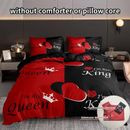 3pcs Duvet Cover Set (1*duvet Cover + 2*pillowcase, Without Core), Fashion Queen And King Crown Print Bedding Set, Soft Comfortable And Breathable Duvet Cover, For Bedroom, Guest Room