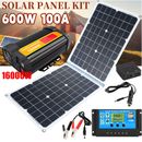 600W Solar Panel 18V Trickle Charger Battery Charger Kit Inverter Adapter RV Car