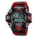 Shocknshop Digital Sports Multi Functional Rubber Black Dial Watch for Mens Boys -315RED (Red)