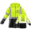 YOWESHOP Hi-Vis Safety Jackets Custom Logo High Visibility Windbreaker Team Work Uniform (X-Large, Green)