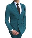 Formal Dress Men Double Breasted Blazer Slim Fit Jacket Wedding Froom 2pcs Suits