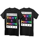 Custom T-Shirts - Personalized Unisex Crewneck Tee Shirt - Customize Your Image & Text & Photo - Men Women Adult Unisex Size - Large Black