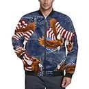Eagle And USA Flag Men's Flight Bomber Jacket Fall Winter Warm Coat For Womens With Pockets