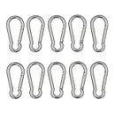 DGOL 10pcs 304 Stainless Steel Carabiner Snap Spring Hook Outdoor D Ring Chain Quick Link Lock Fastner Size 2"*1" Loading 195 lbs