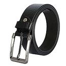 Hide Produits Formal Dress casual Leather Belt Black For men pant with metal buckle (Small)