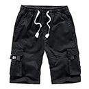 Men's Stylish Cargo Pants Casual Loose Fit Beach Shorts 2024 Going Out Slacks Teens Plain Workout Running Outfits Black
