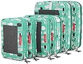 LeanTravel Compression Packing Cubes Luggage Organizers for Travel W/Double Zipper (6) Set (Green Kids)