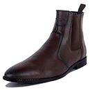 LOUIS STITCH Men's Brunette Brown Chelsea Boots for Men Handcrafted Dual Tone Patina Finish (LSRG_CL) (Size- 9 UK)