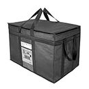 XX-Large Insulated Collapsible Cooler Bags with Zipper Closure,Reusable Grocery Shopping Bags Keep Food Hot or Cold,Ideal for Catering Grocery Transport,23"W x 15"H x 14"D(Black Color)