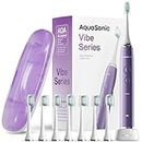 Aquasonic Vibe Series Ultra-Whitening Toothbrush – ADA Accepted Power Toothbrush - 8 Brush Heads & Travel Case – 40,000 VPM Motor & Wireless Charging - 4 Modes w Smart Timer – Satin Violet