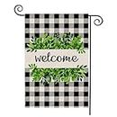 OuMuaMua Garden Flag for Outside Buffalo Plaid Check Welcome Flags Small 12x18 Inch Double Sided Yard Flag for Spring Winter Home House Outdoor Farmhouse Decor