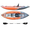 Driftsun Rover 120 Inflatable Kayak - 1 Person Adult White Water Single Rider Foldable Kayak Canoe Set with Padded Seat, Aluminium Paddle, Action Cam Mount, Pump, High Pressure Floor & Travel Bag