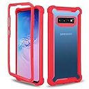 Asuwish Phone Case for Samsung Galaxy S10 Plus Cover Shockproof Proof Full Body Protective Heavy Duty Hybrid Cell Accessories Glaxay S10+ Galaxies S10plus 10S Edge S 10 10plus Cases Women Men Red