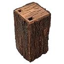 Wooden Knife Holder for Kitchen Counter top - Wood Bark Knife Block Without Knives - Knife Storage Stand with 13 Slots Size 11 by 6 Inch - Slot for Scissors or a Sharpening Rod