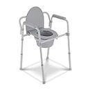 Aluts Multifunction 3-in-1 Bedside Commode Toilet Raised Seat Toile Safety Frame Height Adjustable Folding (Grey)