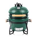 Fire Mountain 15" Mini Ceramic BBQ Kamado Grill - Egg BBQ, Fitted Cover, Portable Charcoal BBQ Grill with Stand, Charcoal Grill, Oven and Smoker, Green
