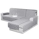 VANSOFY Sectional Couch Covers 100% Waterproof L Shaped Sofa Slipcover 3pcs Reversible Chaise Lounge Cover for Sectional Sofa Furniture Protector Cover for Pets Dog Cat(Small, Light Gray)