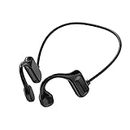 Bone Conduction Bluetooth Headphones, Open Ear Headphones Wireless Bluetooth 5.2 Sport Headset with Mic, Headset Stereo Ipx5 Waterproof Sweatproof Lightweight Wireless Earphone for Running (Black)