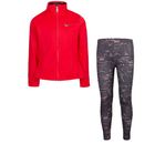 Girls Nike 2 pc Set  Peplum-Hem Jacket & Dot Leggings Bright Pink/Grey MSRP $48(
