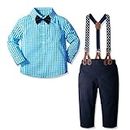 Yilaku Baby Jungen Kleidung Kleikind Anzug Hosen Hemd Strampler Hochzeit Taufanzug Festlich Bekleidungssets für Kleikind Kinder,Blau,120