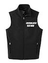 INK STITCH Men Custom Embroidery Design Your Own Logo Text Soft Shell Vests - Black (M)