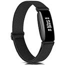 Meliya Elastic Strap for Fitbit Inspire 2 /Fitbit Inspire Women Men, Breathable Nylon Stretchy Replacement Wristband for Fitbit Inspire 2,Black