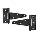 Adonai Hardware "Makheloth" Antique Wrought Iron Heavy Duty Strap T-Hinge (5.5" x 2 Pack, Black Powder Coated) for Barn Doors, Gates, Kitchen Cabinets, Sheds, Wooden Box, Furniture, Chest and Trunks