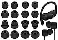 Replacement Ear Tips TEEMADE Silicone Earbuds Buds Set for Powerbeats Pro Beats Flex and Beats X Wireless Earphone Headphones,16 Pieces (Black)