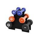 Hacienda 7-Piece 20 Kg Weighted Dumbbell Set with Rack - 2Kg, 3Kg & 5 Kg Cast-Iron Core & Neoprene Weight Sets For Weight Lifting, Strength Training, Full Body Workout - Black
