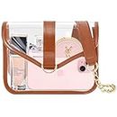 ProCase Clear Purse for Women, Crossbody Bag Purses Stadium Approved See Through Shoulder Bag for Concert Game Sport Event -Brown