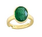 Anuj Sales Certified Emerald Panna 5.00 Carat Panchdhatu Adjustable Gold Plating Ring for Astrological Purpose Men & Women (Lab Approved)