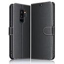 ELESNOW Hülle für Samsung Galaxy S9 Plus, Premium Leder Flip Schutzhülle Tasche Handyhülle mit [ Magnetverschluss, Kartenfach, Standfunktion ] für Galaxy S9 Plus (Schwarz)